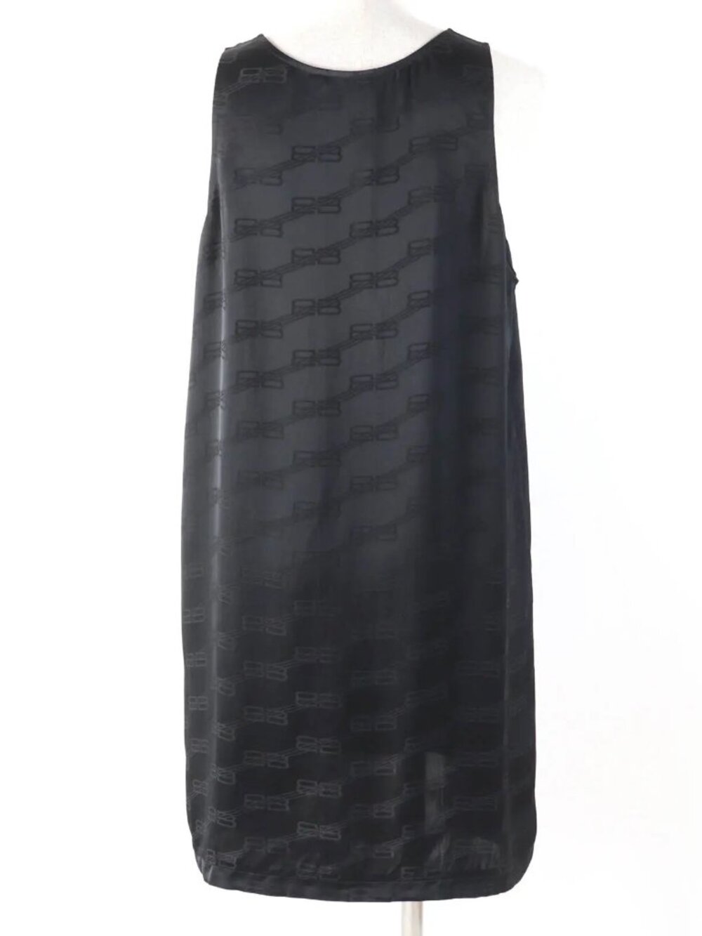 Balenciaga Black Silk Jacquard Logo Tank Top